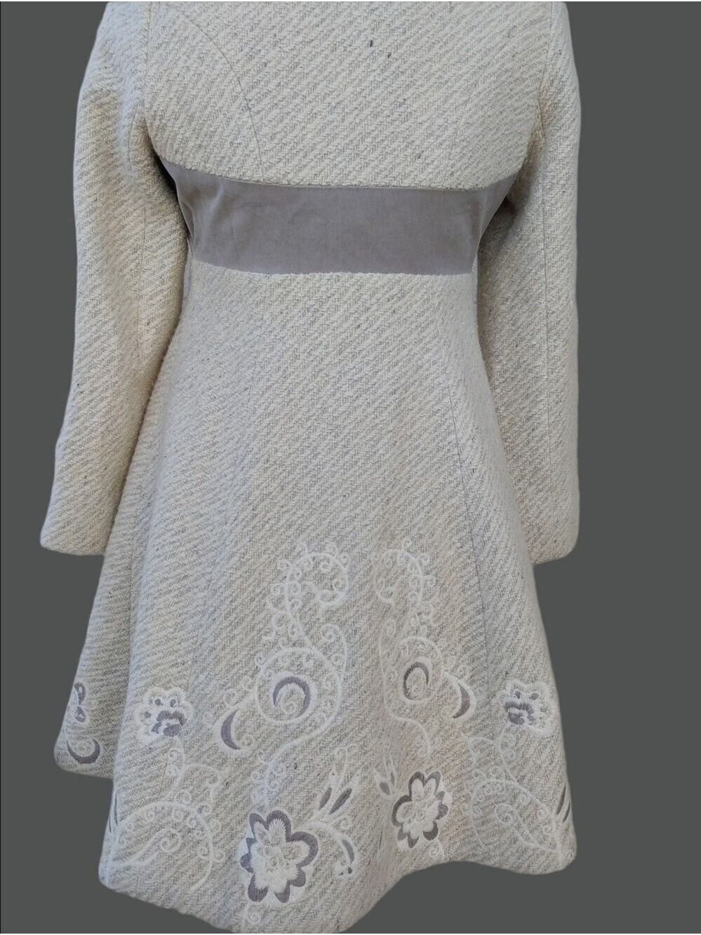 Anthropologie Elevenses Rockwell Wool Blend Retro Look Pea Coat Size 0 Cream - Picture 9 of 16